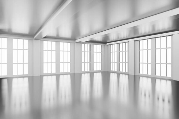 Пустой элегантный номер в современном дизайне яркий белый цвет в 3D рендеринга иллюстрации