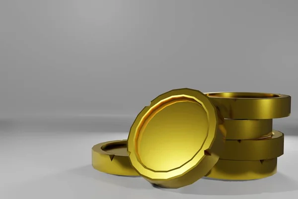 白い背景に成長した黄金のコインの3Dレンダリング — ストック写真