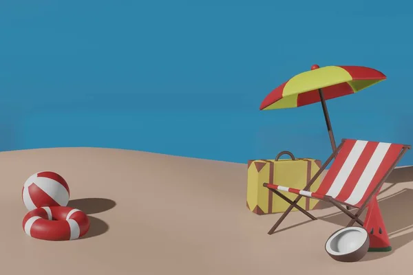 夏季物品 卢瓦奇 玩具飞机 生活圈 照相机 海滩帽 防晒霜和三维太阳镜 — 图库照片