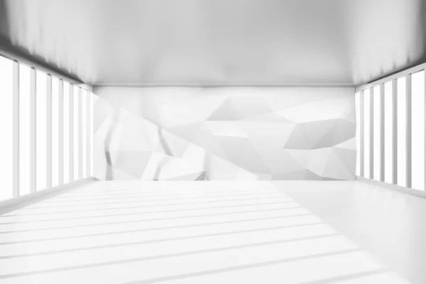 现代设计中空而雅致的房间 3D渲染中明亮的白色插图 — 图库照片