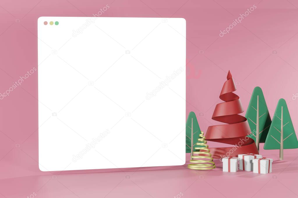 3d rendering christmas empty template podium mockup for product placement