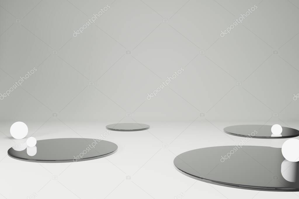 3d rendering empty template podium mockup for product placement