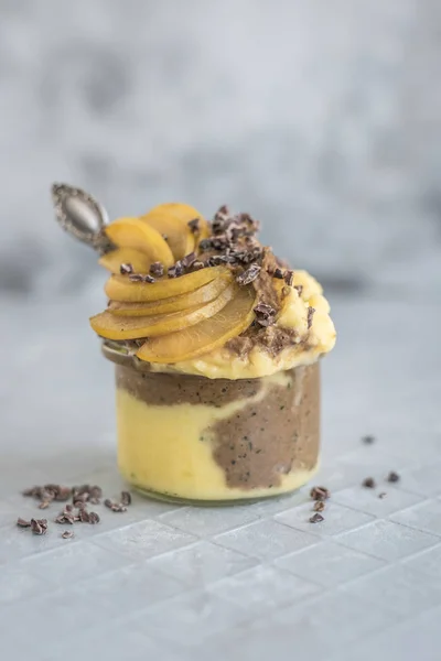 Pudding Crème Chocolat Mangue — Photo