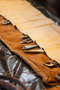 Bahçe ve careing bonsai ağaçlar için farklı araçlar.