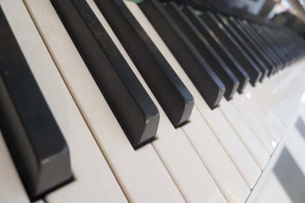 Primer Plano Las Teclas Piano Para Instrumentos Musicales —  Fotos de Stock