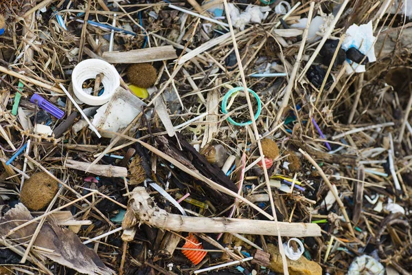 Pollution Plastic Litter Material Sand Beach — Stock Photo, Image