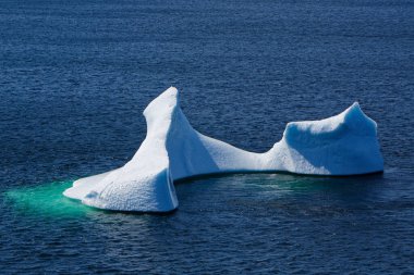 Bir buzdağı Bonavista, Newfoundland 'a yerleşti ve yazın kıyı şeridinin güzelliğini gösterdi. Turistler arasında çok popüler..
