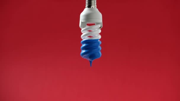 Žárovka s modrou barvou na něm — Stock video