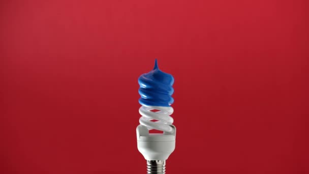 Lampadina con vernice blu su di esso — Video Stock