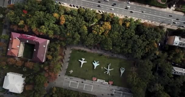 Registrazione aerea del paesaggio urbano di Kiev — Video Stock