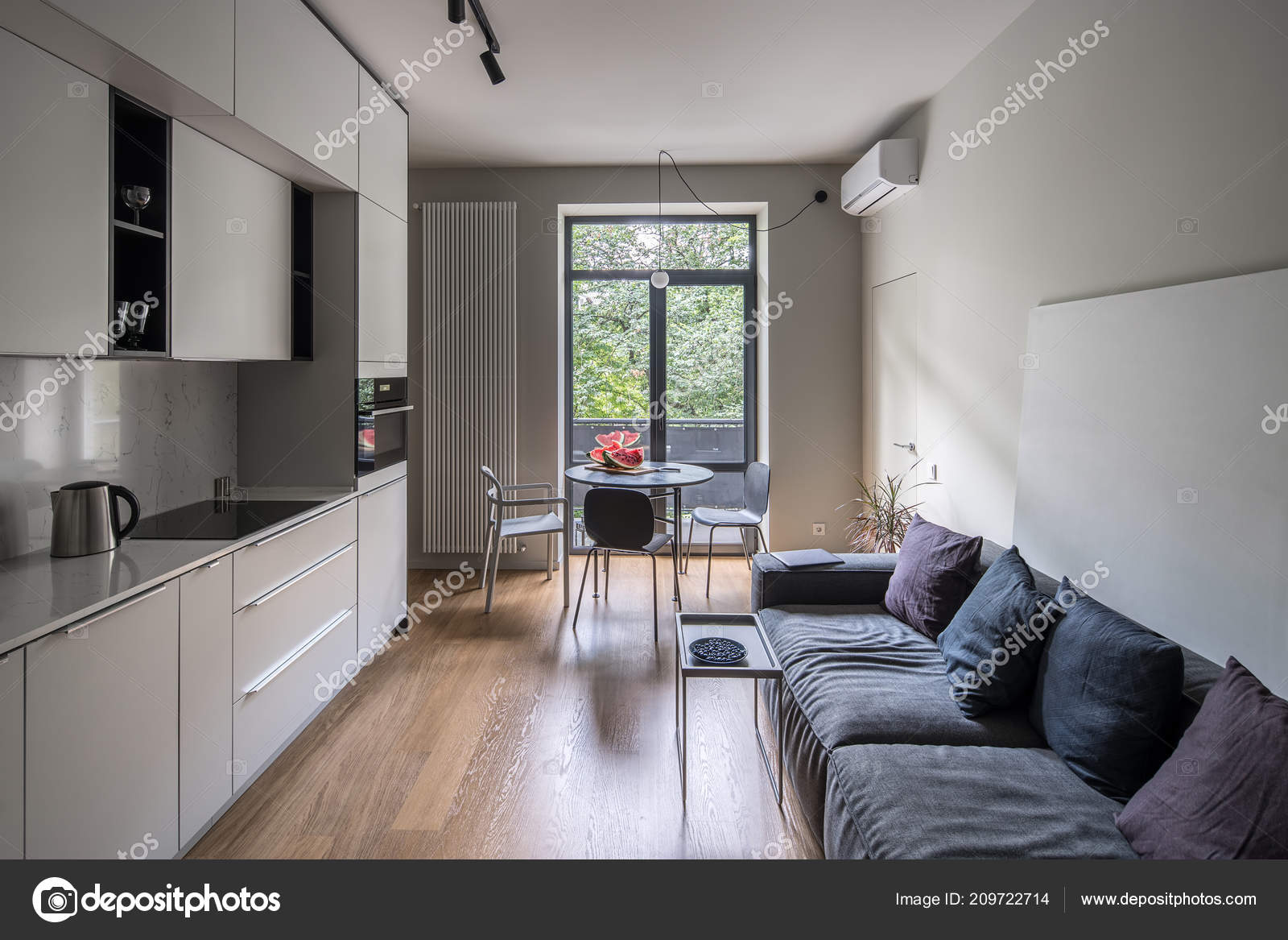 Nice Kitchen In Modern Style With Light Walls Stock Photo