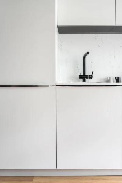 Kitchen in modern style with white lockers — Stock Photo, Image