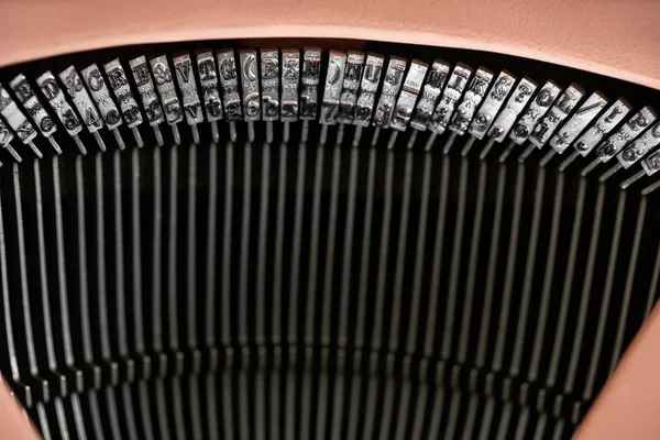 Retro typewriter in studio. Macro close up. — Stock Photo, Image