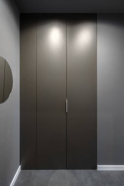 Gri duvarlar ile modern tarzda büyük aydınlık iç