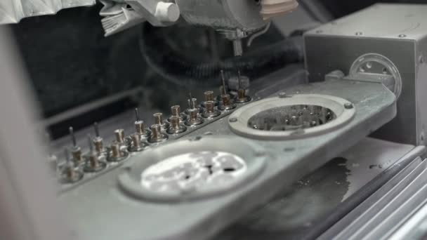 View at moving hi-speed spindle of dental milling machine — Stock Video