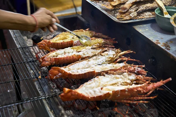 Grilled lobsters on street food market in Thailand — Stock Photo, Image