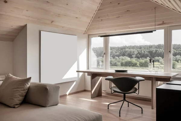 경사진 나무 천장 이 있는 현대식 실내 조명 — 스톡 사진