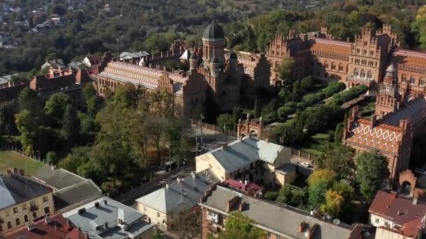 Panoramic view at old Chernivtsi University in Ukraine — Stock Video