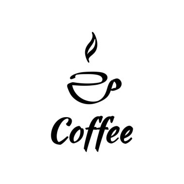 Siyah ve beyaz soyut fincanlı vektör illüstrasyon logosu kahvesi