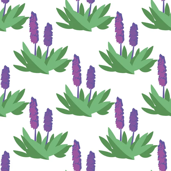 Vector naadloos patroon met bloemen paarse kleur op wit — Stockvector