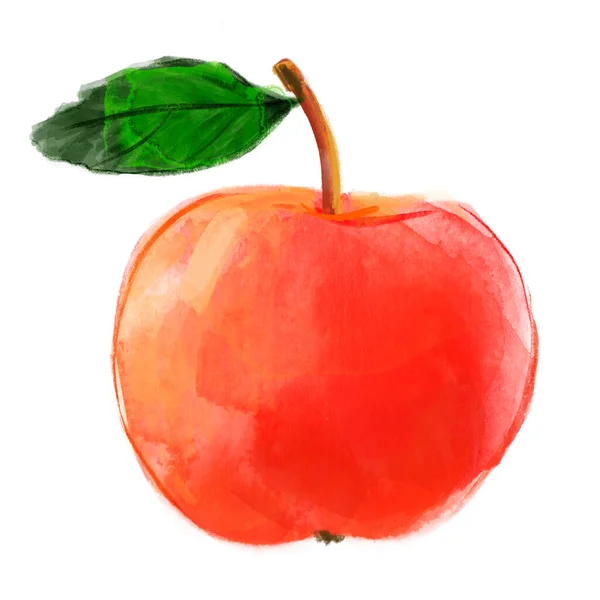 Aquarelle dessin pomme rouge isolé sur blanc — Photo