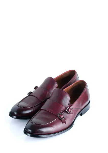 Deri Beyaz Bir Arka Plan Üzerinde Şık Erkek Giyim Ayakkabı — Stok fotoğraf
