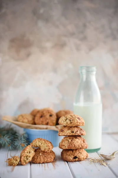 Oatmeal Cookies Raisins Dried Apricots Table — Stock Photo, Image