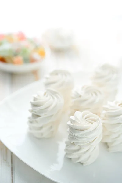 Cahaya Hidangan Penutup Berudara Marshmallow Lezat Dan Marshmallow Harum — Stok Foto