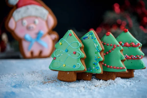 Sweet and delicious imitation pianniki. Gingerbread in the shape of a pig. 2019 is the year of the Pig.