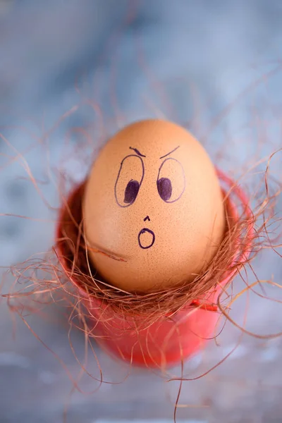 Ovos Páscoa Com Emoções Diferentes Belos Ovos Páscoa Com Rostos — Fotografia de Stock