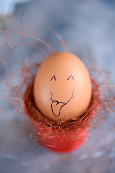 Ovos Páscoa Com Emoções Diferentes Belos Ovos Páscoa Com Rostos — Fotografia de Stock