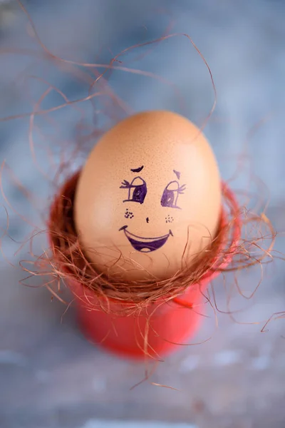 Ovos Páscoa Com Emoções Diferentes Belos Ovos Páscoa Com Rostos — Fotografia de Stock