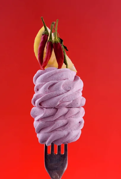 Delicioso Apetitoso Postre Pikatny Malvavisco Con Sabor Pimiento Rojo Malvavisco — Foto de Stock