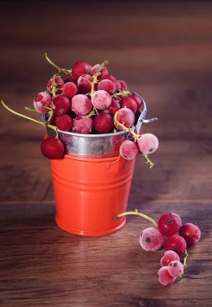 Gekühlte rote Johannisbeeren auf Holzgrund — Stockfoto