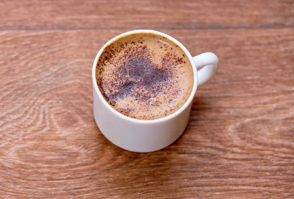 Coffee cup top view on old wooden — Stock Photo, Image