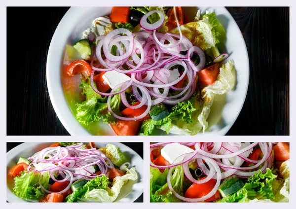 Collage von Restaurantgerichten. Leckere Gerichte für das Restaurant. — Stockfoto