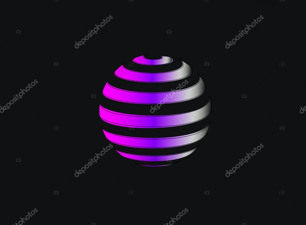 Global spiral 3D, diagonal swirls, horizontal curvature, vertical arc on the sphere,  planet