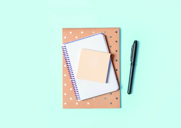 Office notebooks with clean sheets, sheets for notes, pen, light background. An office concept, a place to record. Business motivation,inspiration concepts
