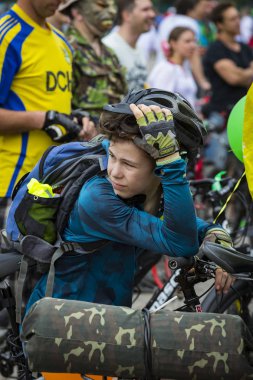 Kharkiv, Ukrayna - 20 Mayıs, 2018: yıllık bahar şehir Bisiklete binme tatil ve şehrin sokaklarında bisiklet. 