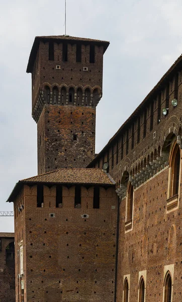 Елементи Архітектури Стародавнього Замку Сфорца Мілані Італія — стокове фото
