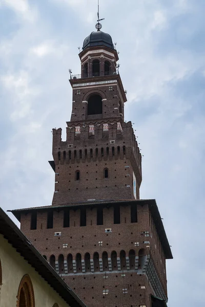 Éléments Architecture Ancien Château Sforza Milan Italie — Photo