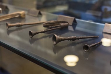 6 Haziran 2018, MILAN, ITALY: Milan 'ın müzik aletlerinin sergisi Sforza Kalesi Müzesi' nde sergilendi. 