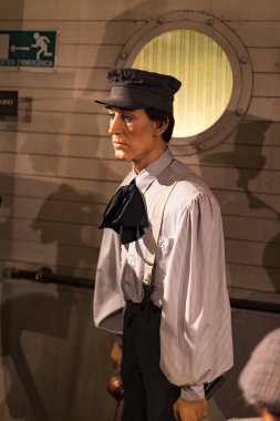 Barcelona, İspanya - 11 Ocak 2018: balmumu Müzesi rakamlar sokak Las Ramblas Barselona.