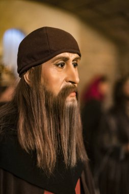 Barcelona, İspanya - 11 Ocak 2018: balmumu Müzesi rakamlar sokak Las Ramblas Barselona.