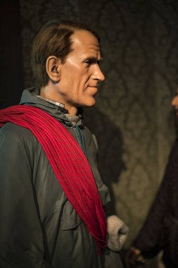 Barcelona, İspanya - 11 Ocak 2018: balmumu Müzesi rakamlar sokak Las Ramblas Barselona.