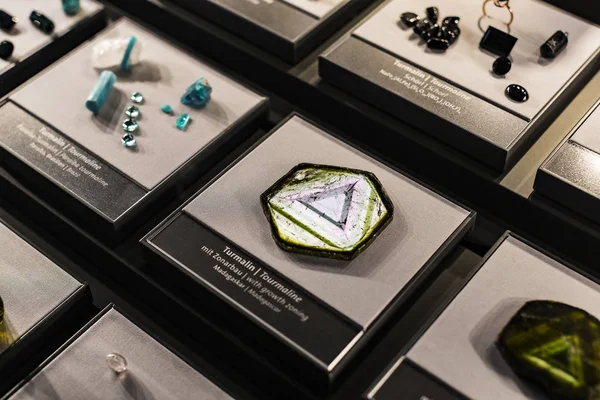 Septiembre 2018 Viena Austria Exposición Piedras Preciosas Semipreciosas Procesadas Procesadas —  Fotos de Stock
