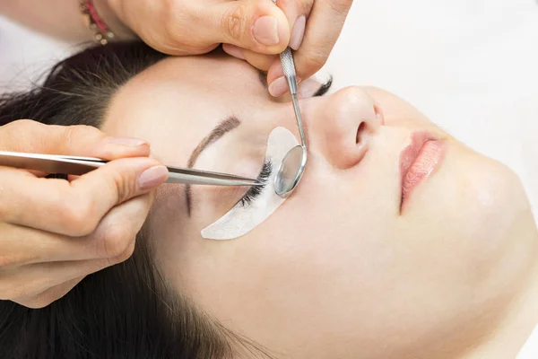 The process of eyelash extensions in the beauty salon