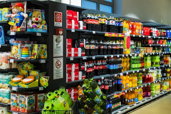 Verona Italy September Shelves Shelving Products Drinks Goods Supermarket Spar — Stock Photo, Image