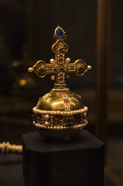 Vienna, Avusturya - 3 Eylül 2018: hazine Habsburg Hanedanı Müzesi Hofburg Sarayı Viyana Avusturya. 