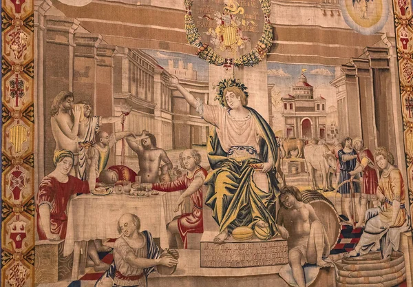 Milan Italy June 2018 Exposition Medieval Tapestries Nobles Milan Exhibited — Stock Photo, Image